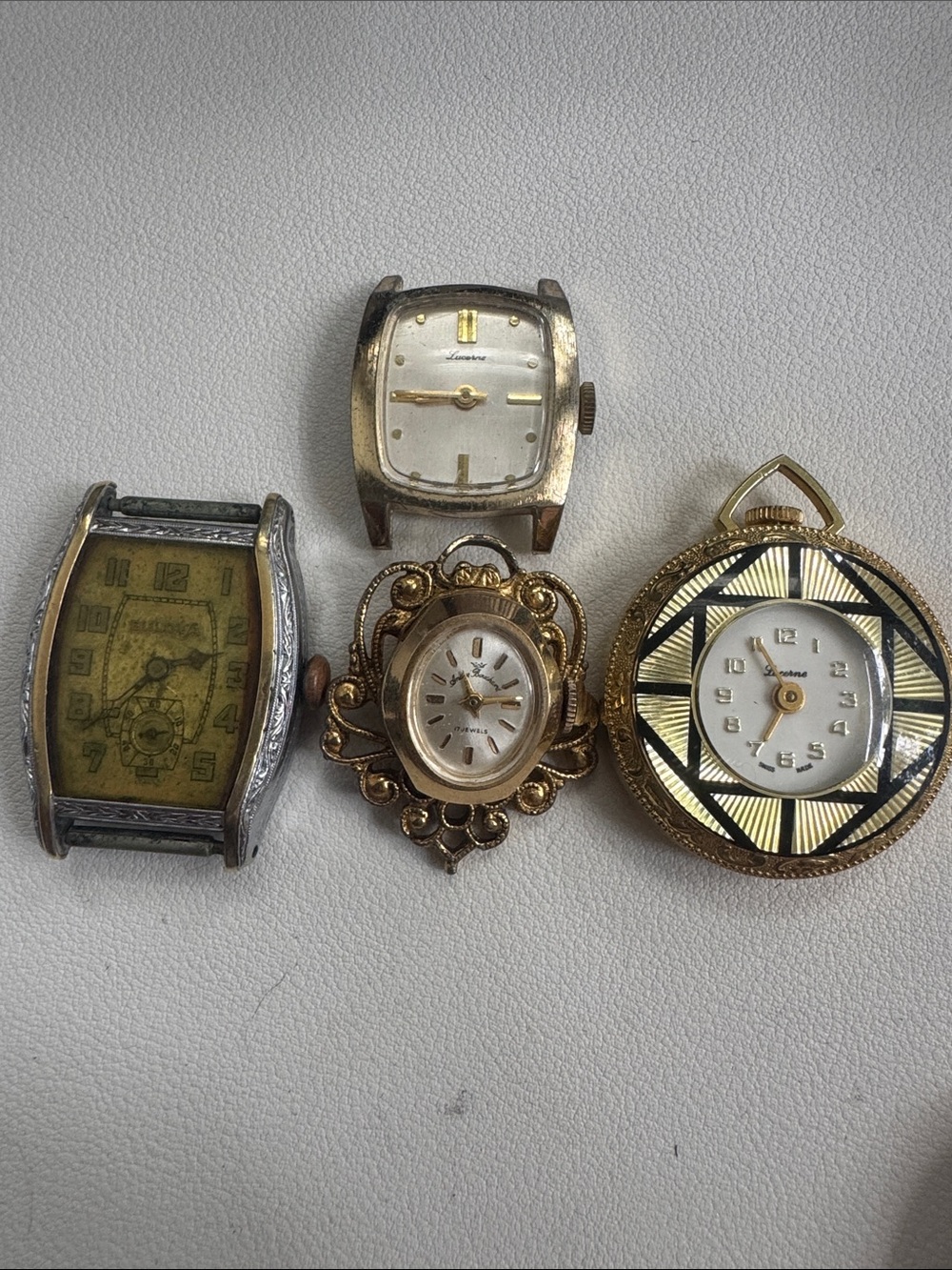 Vintage Watch Lot of 4 – Bulova Art Deco, Lucerne Pocket Watch Pendant
